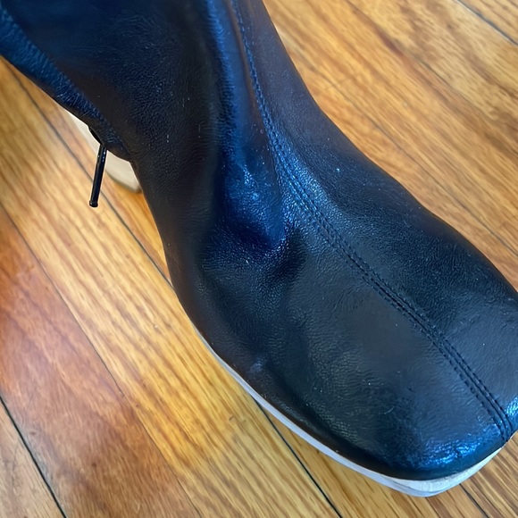 Calvin Klein Collection Black Leather Wooden Wedges size 7 - Picture 10 of 16